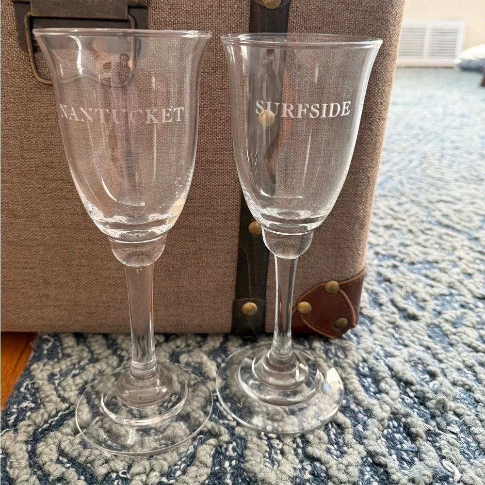 Heirloom Wine Glasses with Etched Nantucket Neighborhood Names - Picture 3 of 3